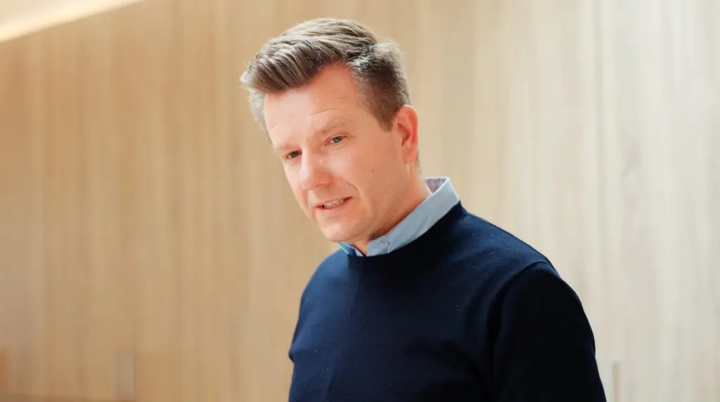 Guest speaking on camera during a corporate interview